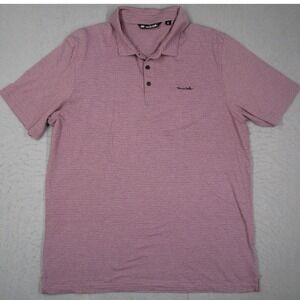 TravisMathew Mens XXL Mauve Pink Black Striped Pima Cotton Blend Polo Shirt